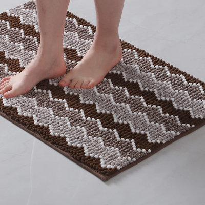 Tapis moelleux antidérapant en chenille de salle de bain Hayzley