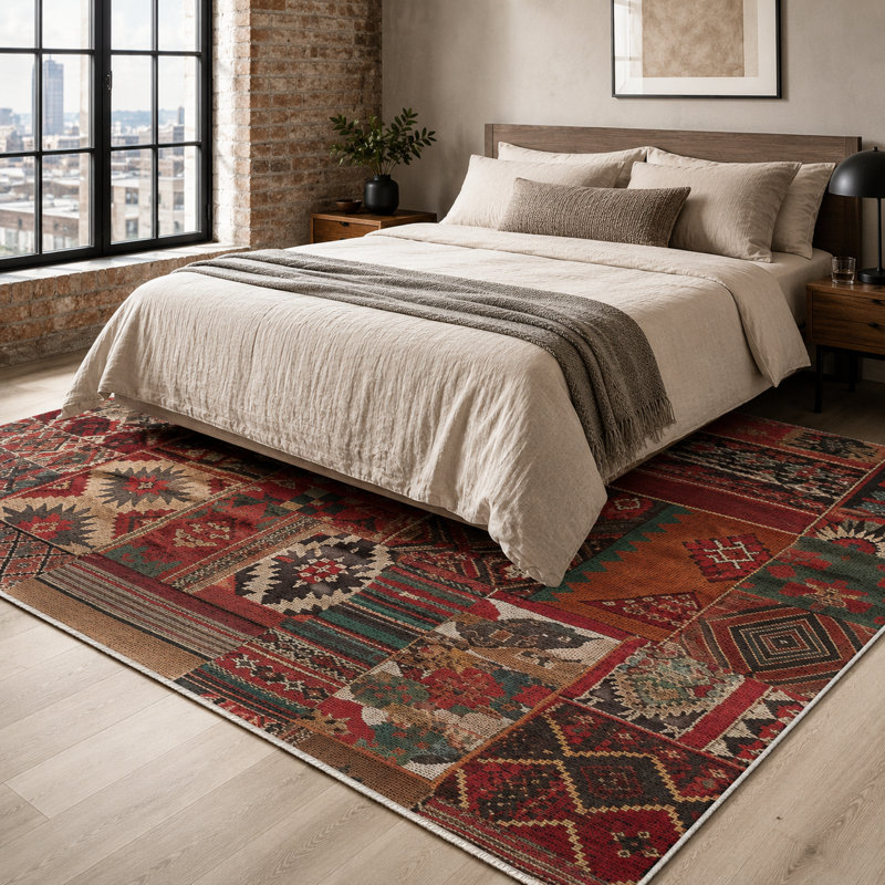 Oriental Cotton and Chenille Flatweave Area Rug, 155 x 230 cm
