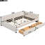 Lit plateforme tapissier pleine grandeur beige - avec chargement, 2 tiroirs, construction, sans sommier tapissier, cadre de bois rehaussé de charme avec et tiroirs, lin revêtu, décor-809985294