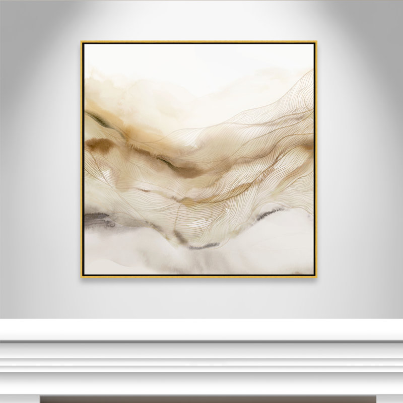 «Line Haze I» par Isabelle Z, H 41,5 po x l 41,5 po, Or