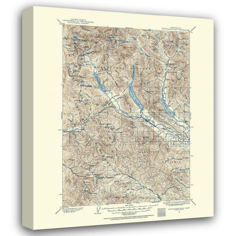 Art sur toile tendue par Williston Forge USGS Gallery: Snoqualmie Pass Washington Quad, USGS, H 44 po x l 36 po
