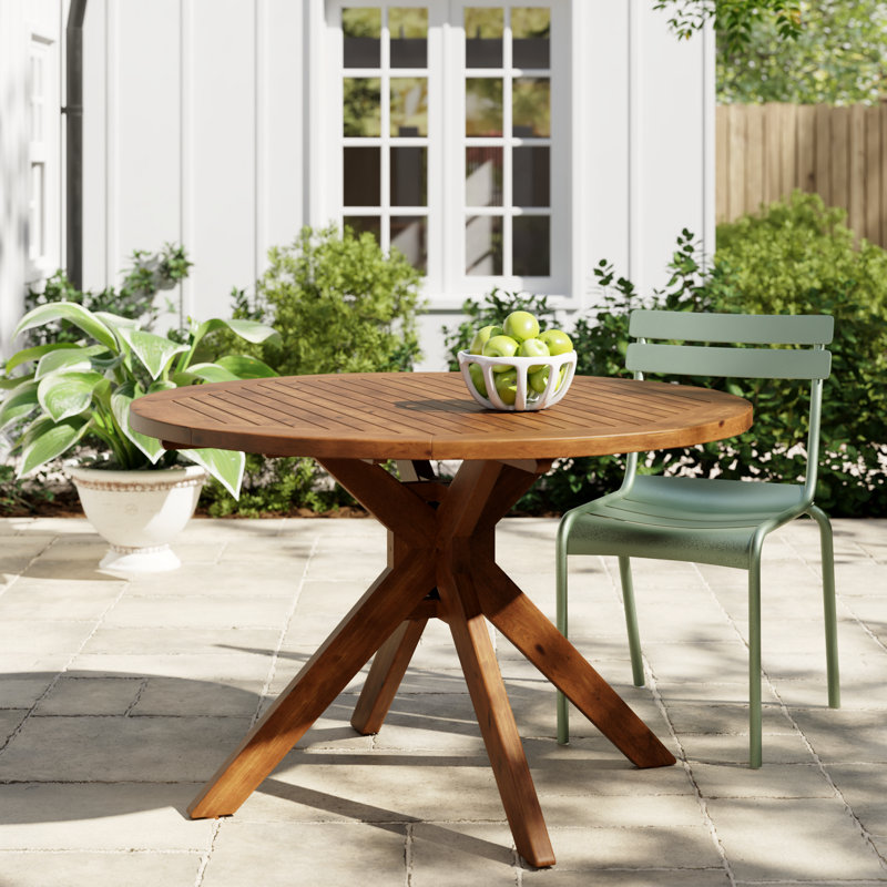 Renaud 47.25" W Solid Acacia Wood Round Outdoor Dining Table , Teak