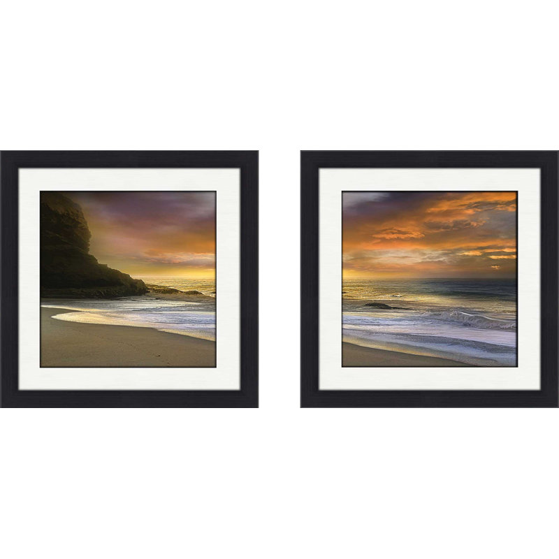 « matinée fire », ensemble de 2 reproductions de peintures à l’acrylique encadrées, H 16,5 po x l 33 po x P 1 po, Blanc mat