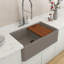 Arona Apron-Front 33 in. Single Bowl Granite Composite Kitchen Sink with Integrated Workstation and Accessories in Mink