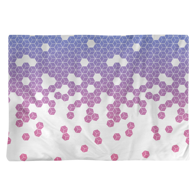 Napperon en coton 18 po culbuant cube, Bleu / Rose