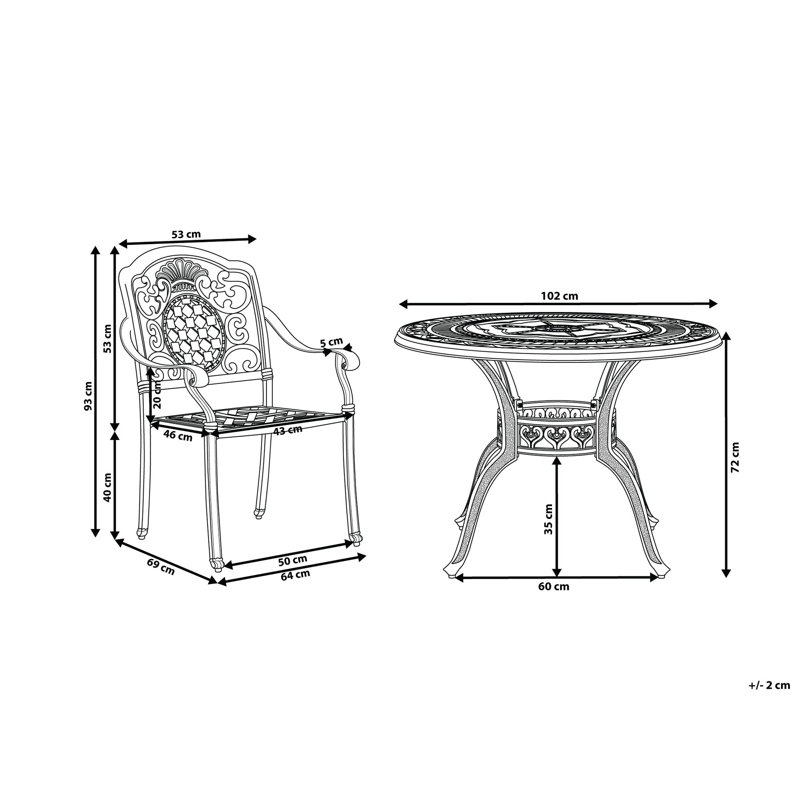 Fraizer 4 - Person Patio Dining Set with Round Table , Cushions Included