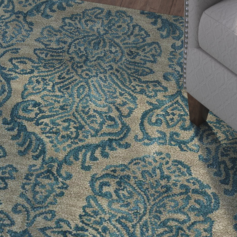 Tapis décoratif en soie/laine Touffeté à la main à motif géométrique allenport, Rectangle 2 pi x 3 pi