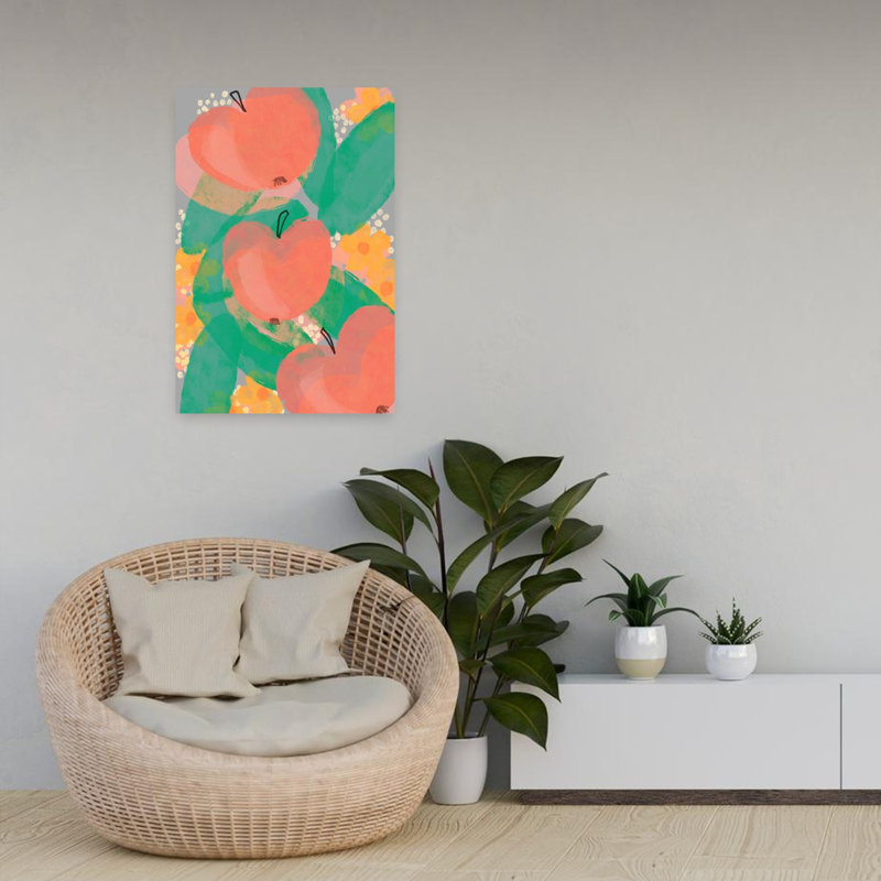 «Summerapples», art abstrait coloré, fruits, nature, H 24 po x l 16 po
