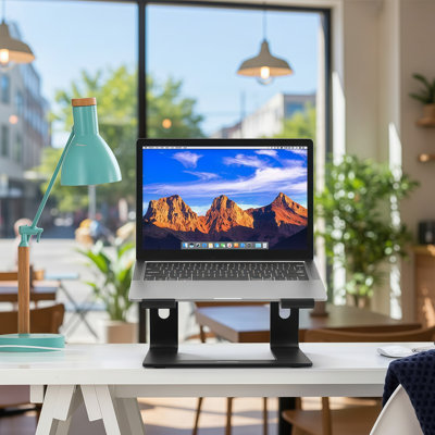 Support ergonomique pour ordinateur portable, alliage d'aluminium noir, amovible, compatible avec les ordinateurs portables traditionnels de 10 à 15,6 pouces.