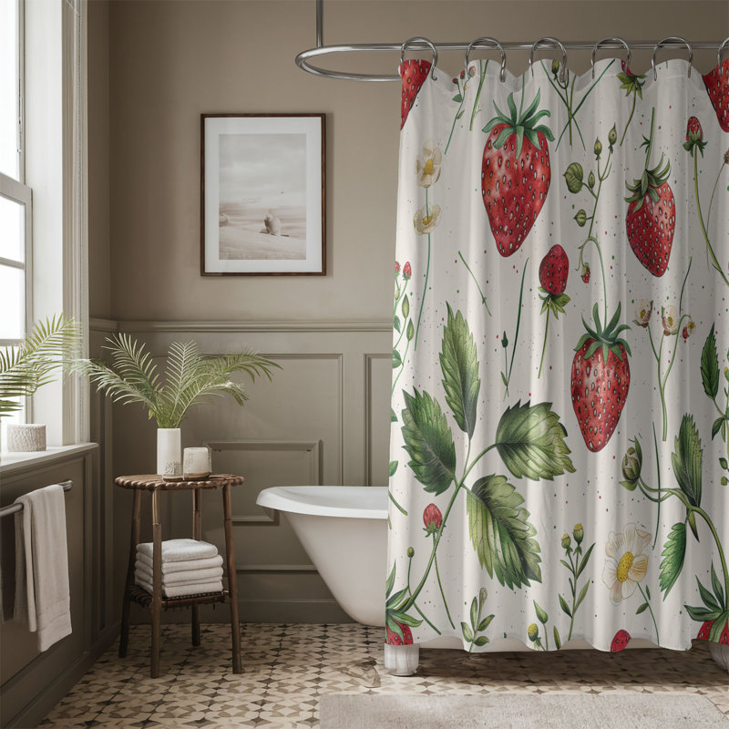 Rideau de douche 1 pièce Fruit Botanical Motifs, H 74 po x l 71 po