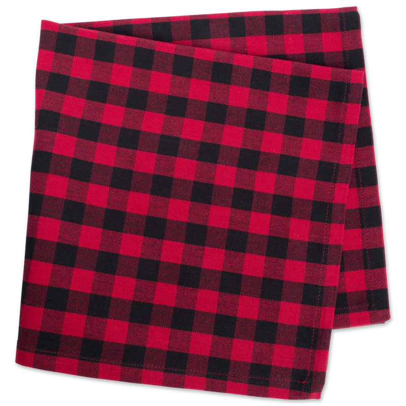 Devia Cotton Gingham Square Napkin, Black/Red