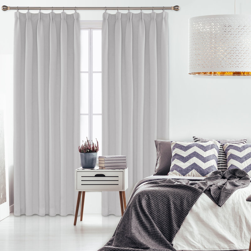 Farhod Blackout Curtain Pair, Silver Grey, 117cm Width x 229cm Drop