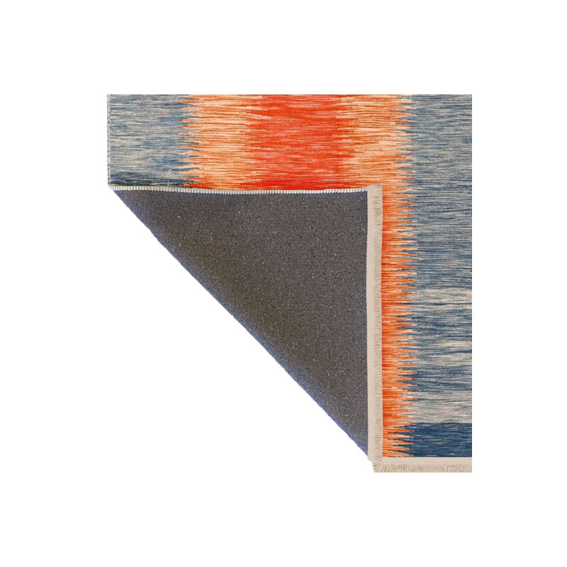 Tapis décoratif abstrait bleu lavable à la machine, Sous-tapis rectangulaire de 3 pi 3 po x 4 pi 11 po
