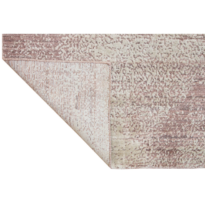Hand Knotted Abstract Area Rug in Pink/Beige, Rectangle 10' x 14'