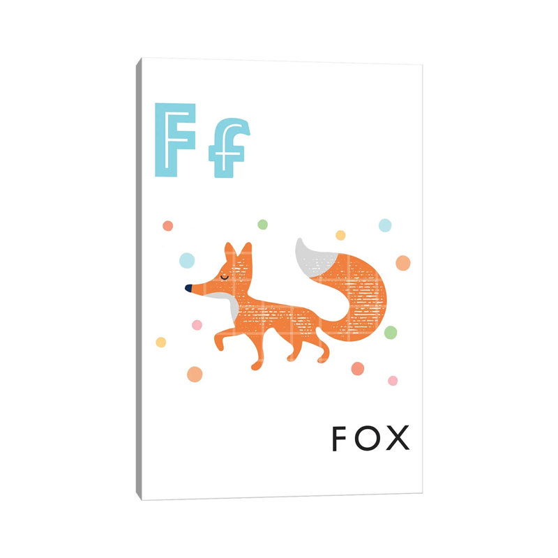 Alphabet Flash Cartes F - impression d'art graphique, H 26 po x l 18 po x 1,5 po, Toile tendue, Pas de tapis