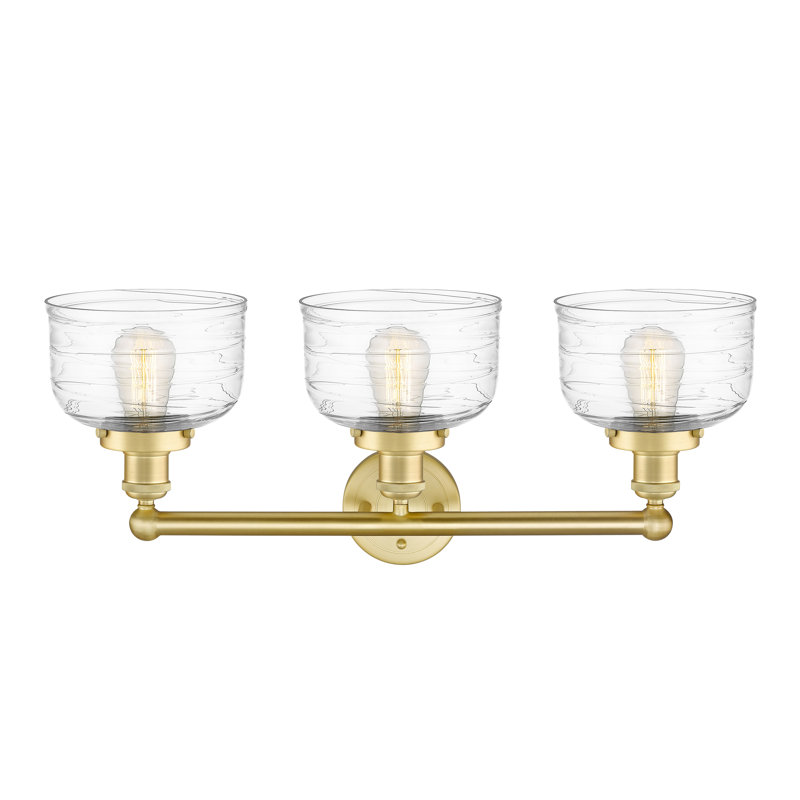 Éclairage pour meuble-lavabo à 3 lumières à intensité variable Raykwan, Tourbillon déco transparent, Or satiné