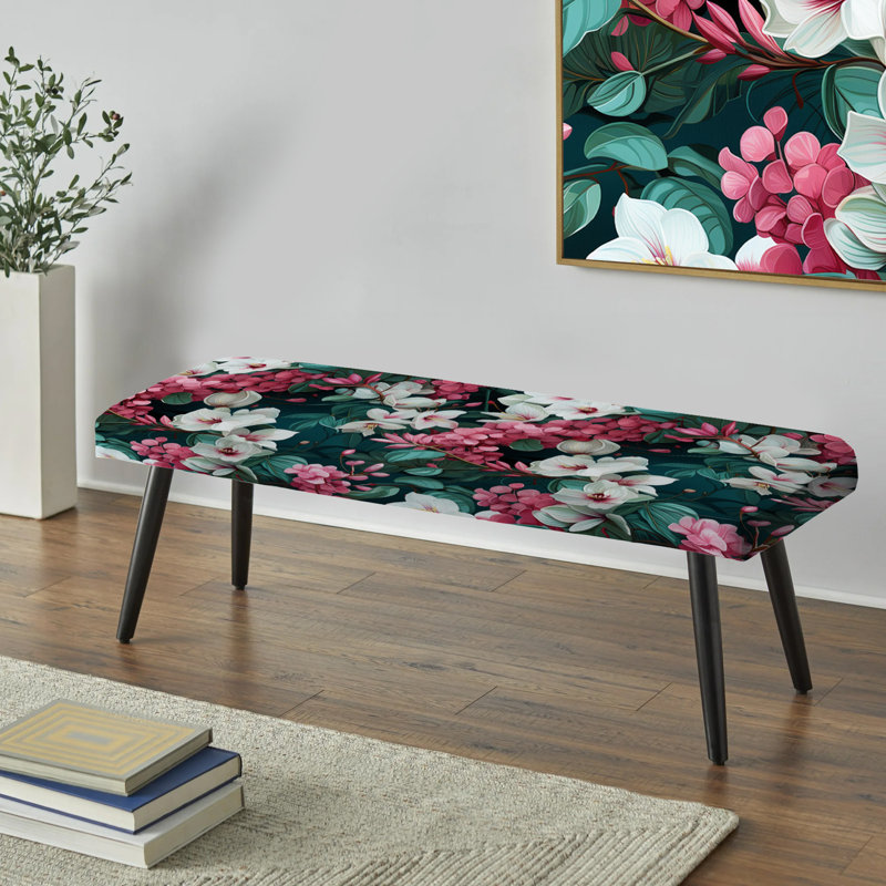 Motif tropical de vignes exotiques - Banc rembourré noir Tropical