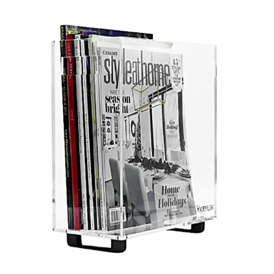 Slim Handcrafted Clear Acrylic Magazine Holder with Gold Legs