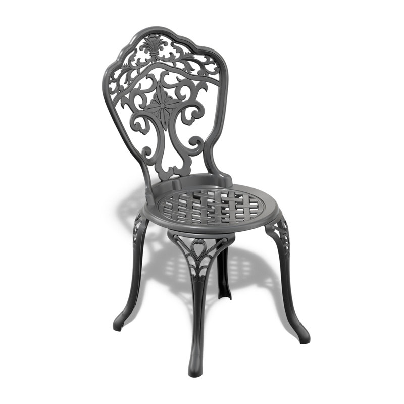 Set Of All-Weather Cast Aluminum Dining Furniture Set With Black Frame, 6