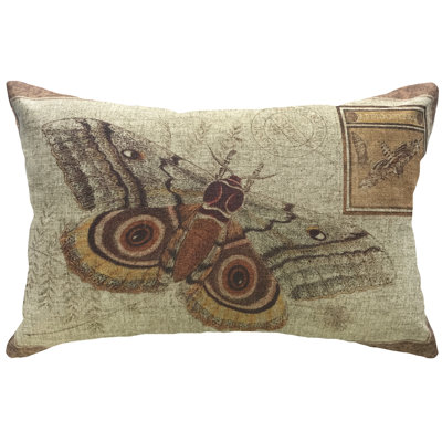  Moth Postcard Linen Lumbar Pillow
