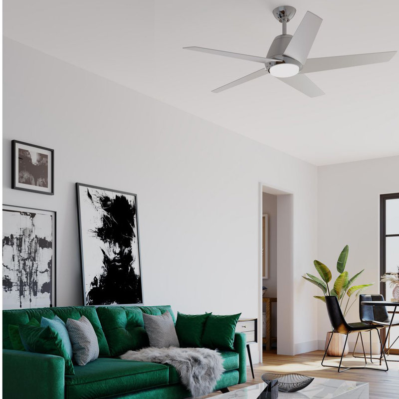 Hensley 54'' Ceiling Fan with LED Lights, Brushed Nickel with Silver Blades