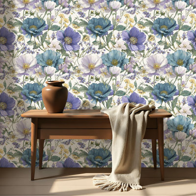 Papier peint auto-adhésif à motif floral aquarelle de jardin
