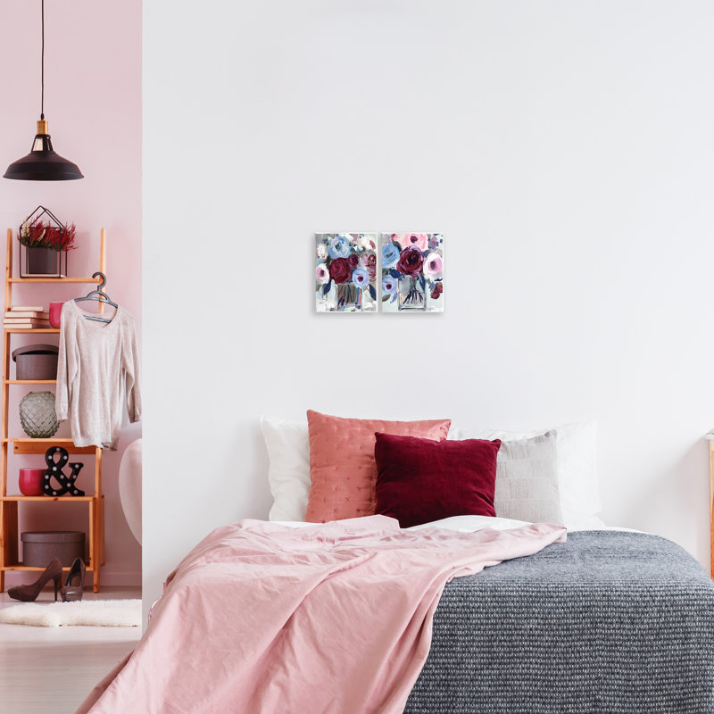 Ensemble de 2 plaques murales bourgogne et bleu, par Annabelle Hall
