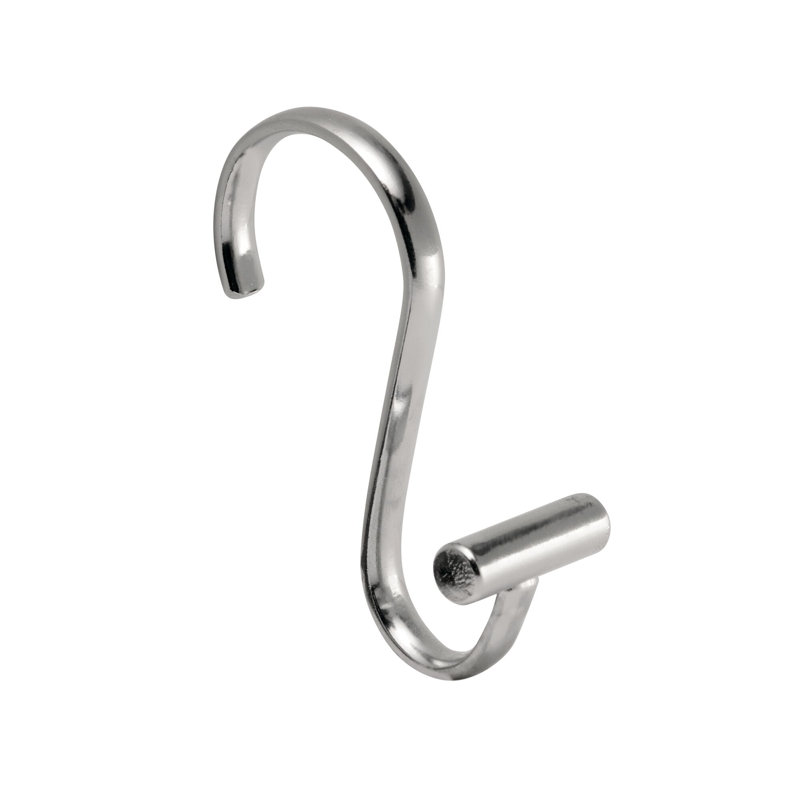 Chrome T-Bar Metal Shower Curtain Hooks Set of 12