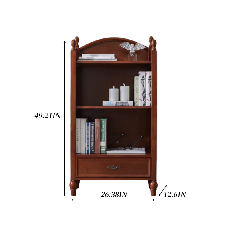 Small solid wood bookcase with drawers