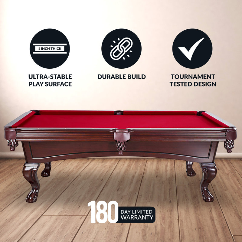 Augusta Pool Table - Mahogany Finish with Felt, Burgundy, Maple
