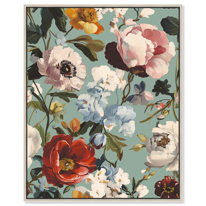 Toile à motif floral II par Art Remedy, Noir, H 21 po x l 17 po, Cadre flottant