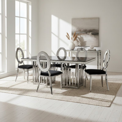 Rectangular Dining Table with Stainless Steel Base