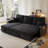 83" Convertible Sectional Sleeper Sofa with Pull Out Couch Bed,  4-in-1 Corduroy Cloud Couch with Storage Chaise and USB Charging, Black-1147092578