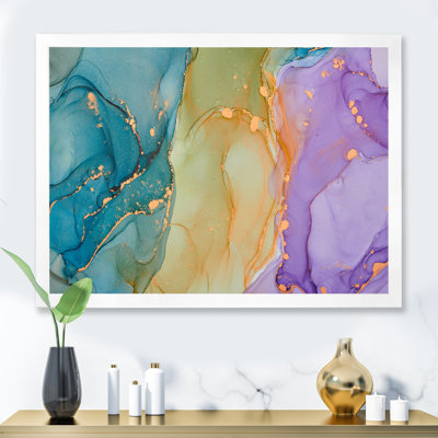 Art liquide bleu et mauve - reproduction sur toile
