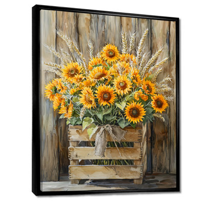 Harrell - Tournesol et bouquet de blé à la ferme I - Décoration murale tournesols