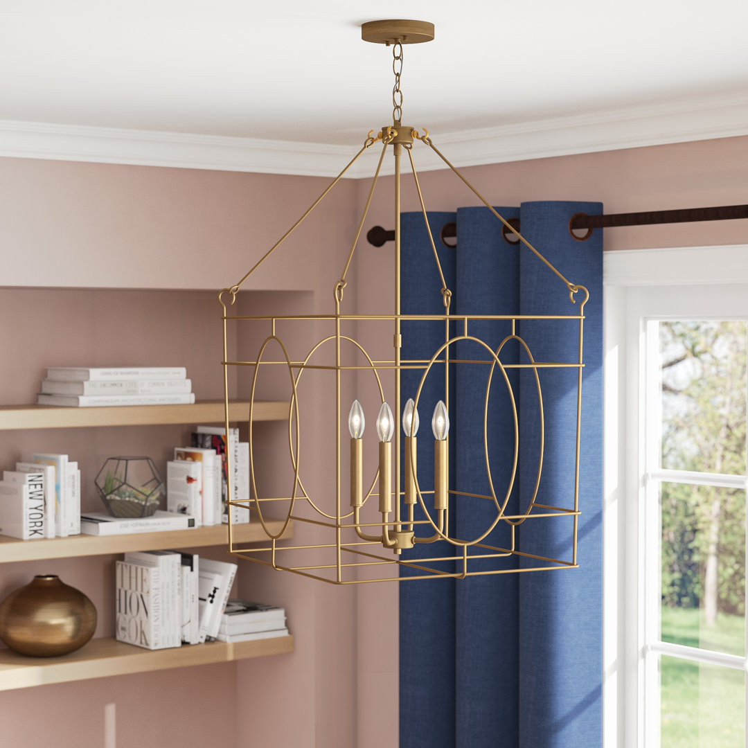 Ettinger 4 - Light Dimmable Lantern Square / Rectangle Chandelier Mercer41