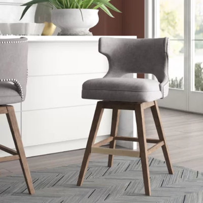 Sibanye Swivel Upholstered Counter Stool with Solid Wood Frame