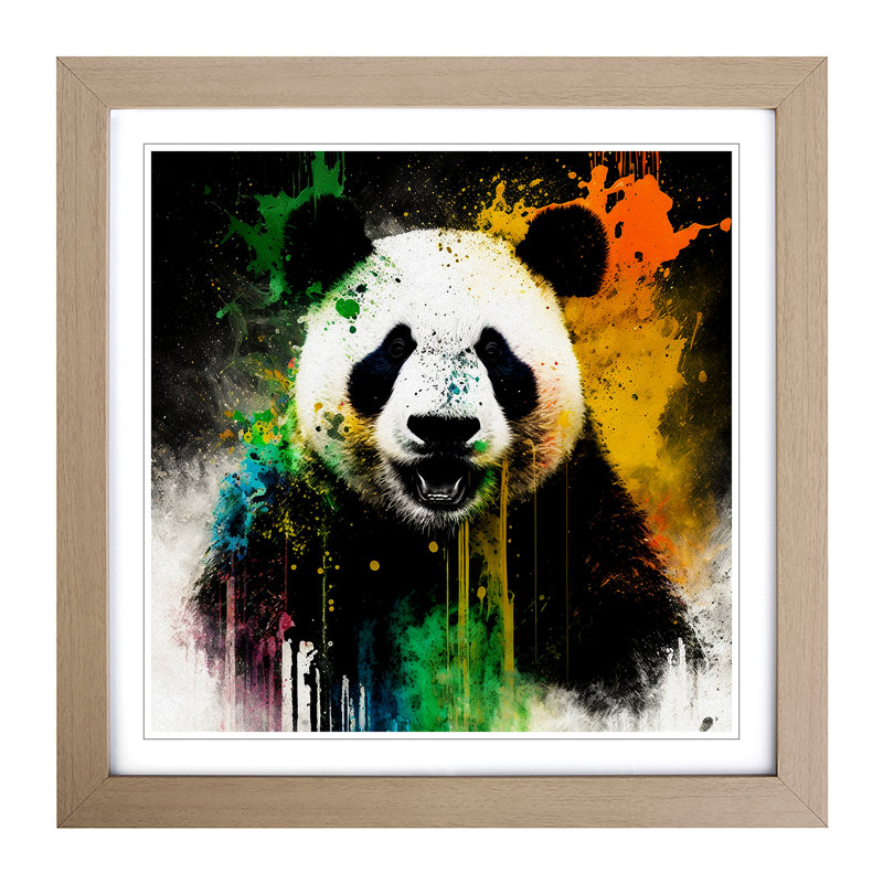 Panda Expressionism - Framed Print, Oak