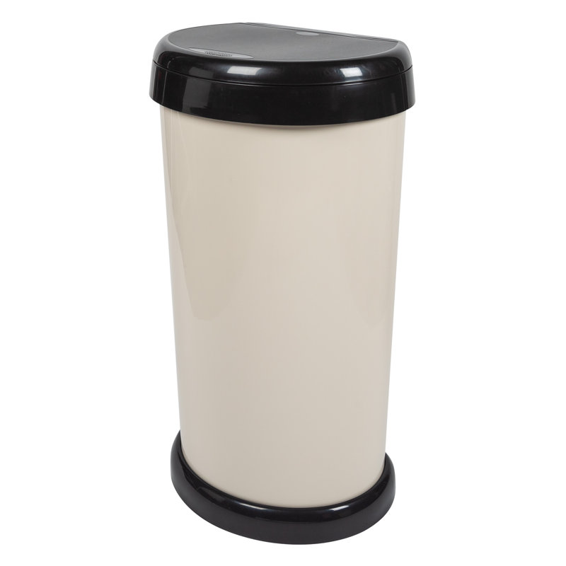 42 Litre Touch Top Waste Bin, Cream