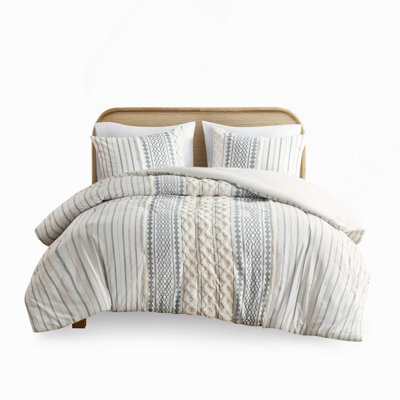 King Cotton Printed Comforter Set With Chenille Tufting, Hypoallergenic And OEKO-TEX Certified For /Cal King Beds
