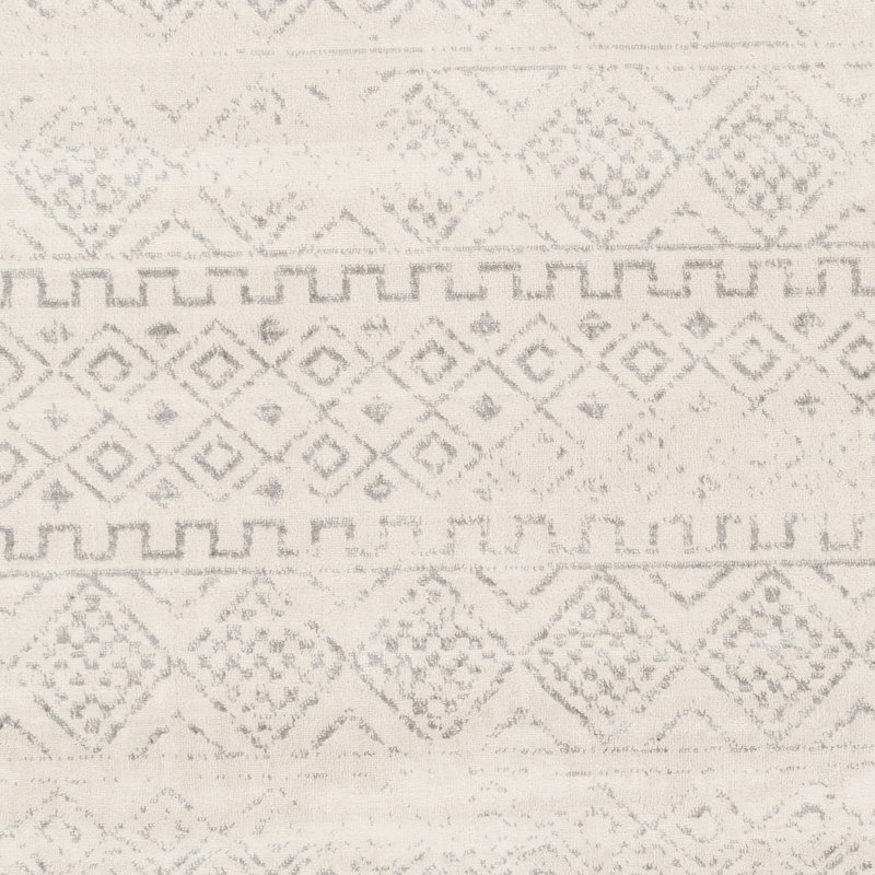 Turney Machine Woven Gray/Ivory Area Rug, Round 6'7"