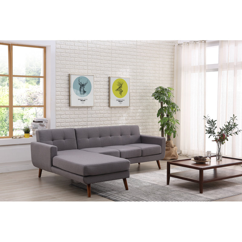 Canapé et chaise longue 98,48 po Barnet, Gris, Orienté à gauche (vu de face)