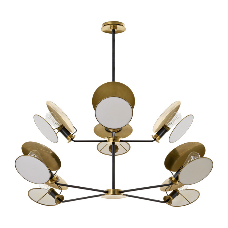 Thomas O'Brien Osiris Large Reflector Chandelier, Bronze/Hand-Rubbed Antique Brass, 21.5" H x 54" W x 54" D