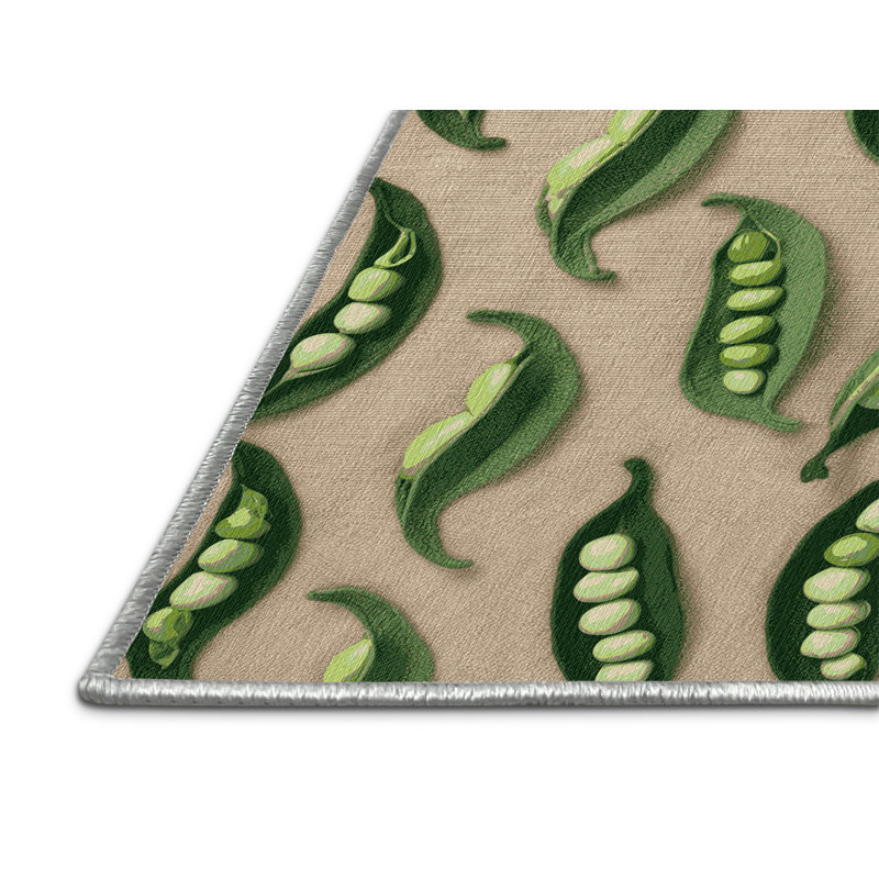 Washable Edamame Vegetables Area Rug, Rectangle 3' x 5'