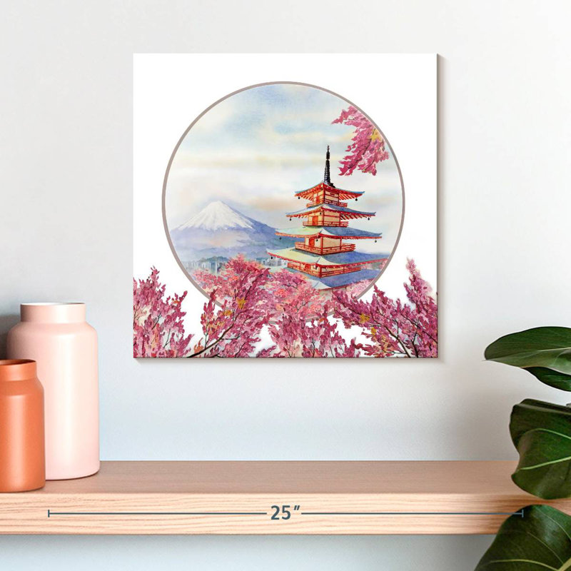Chureito Pagoda Mount Fuji, 16" H x 16" W