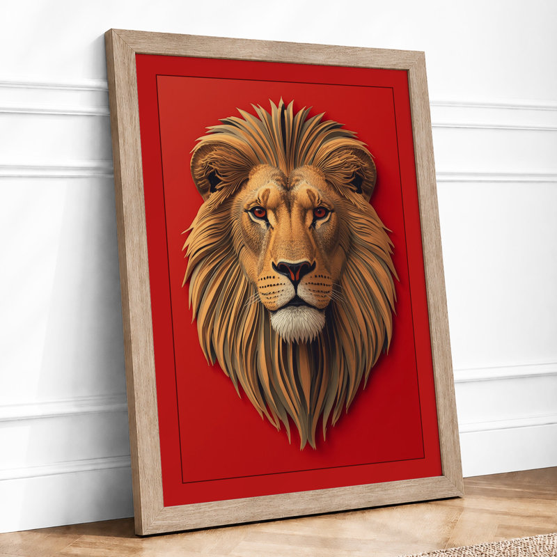 Noble Lion Boho - Framed Print, A1 - 84.1 x 59.4 cm, Oak