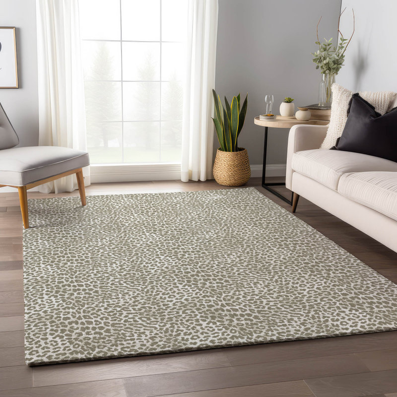 Tapis taupe Kishonna AMF43 lavable à la machine de qualité supérieure, Rectangle 3' x 5'
