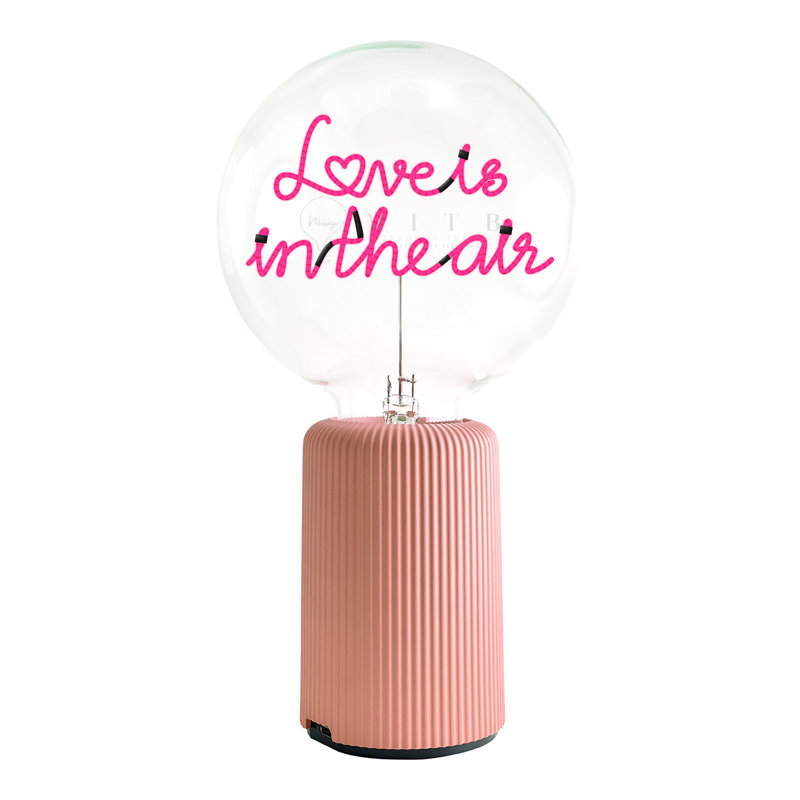 Ampoule AMOUR EST DANS L'AIR Lampe de table rouge avec base PORTABLE Pop Nomad, H 19 po x l 4,92 po x P 13 po, Rose