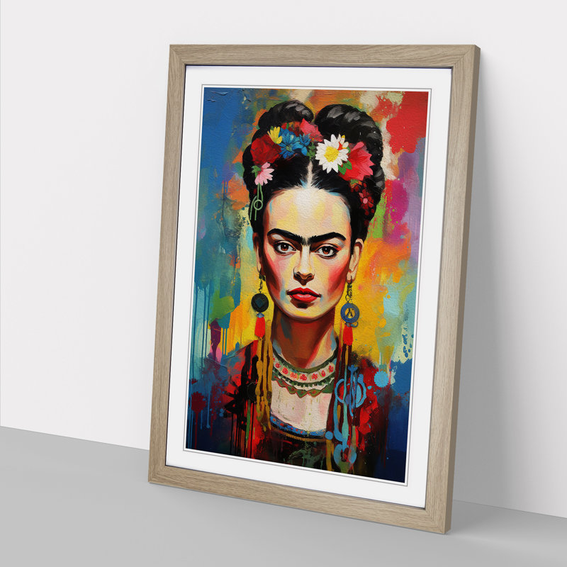 Frida Kahlo Abstract - Framed Print, 46cm H x 34cm W, Oak Framed