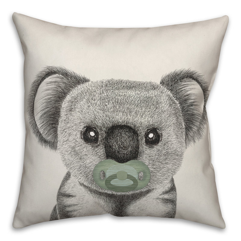 Pacifier Koala Square Pillow Cover & Insert